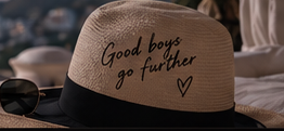 A hat and sunglasses in a relaxed travel setting.